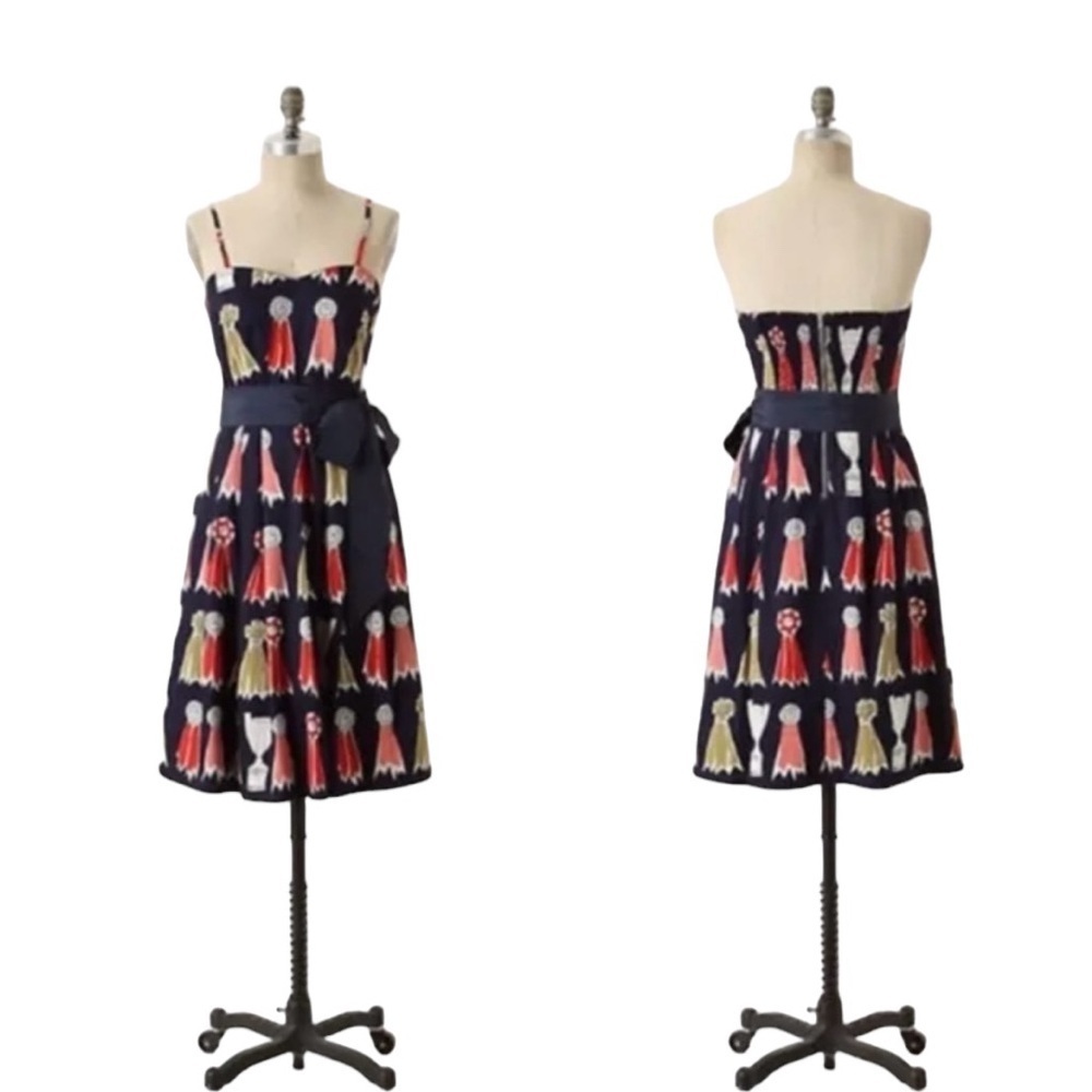 Anthropologie Gray and Navy Dress